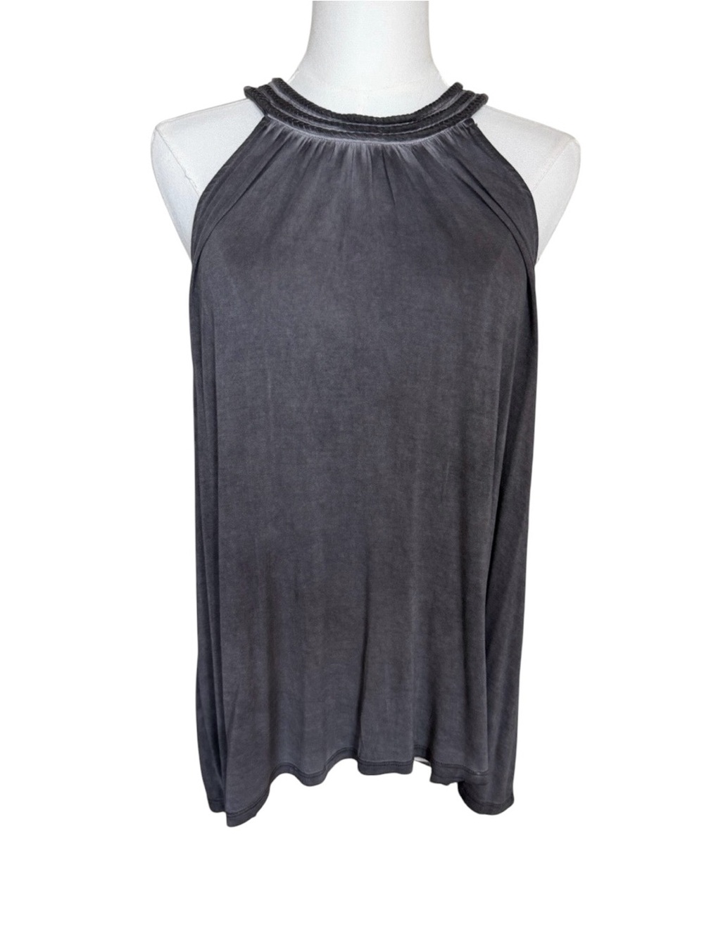 Cable & Gauge Charcoal Grey Braided Neck Halter Tank Top M